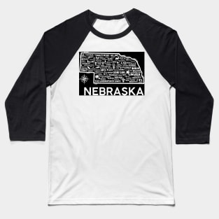 Nebraska Map Baseball T-Shirt